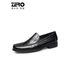 【官方旗舰】Zero零度商务休闲鞋男 2021新品正装皮鞋男舒适经典套脚休闲皮鞋子男 黑色B11506