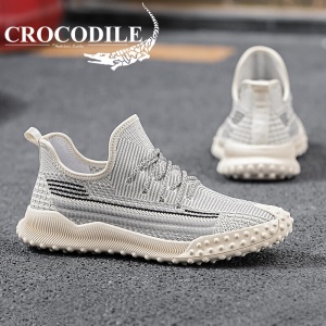鳄鱼恤 CROCODILE 男鞋低帮系带网面透气飞织鞋舒适轻便户外休闲鞋子 A70232EYX