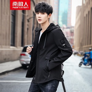 南极人夹克外套男春季男装外衣男士时尚休闲连帽夏季男生帅气外套学生外套春秋上衣男生帅气时尚春装衣服