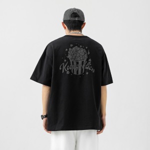 劲依狼 短袖t恤男 春夏季潮牌男装联名白T恤男女士打底衫衣服男圆领情侣装夏天韩版宽松体恤潮流五分半袖