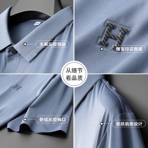 罗梅达尔 翻领polo衫休闲半袖夏季冰丝中年男短袖爸爸衣服高端商务男装2022夏季新款短袖上衣