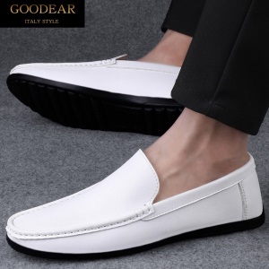 GOODEAR过迭高端品牌轻奢男鞋高档特大码男士45休闲懒人一脚蹬鞋子时尚46小皮鞋办公室商务英伦潮