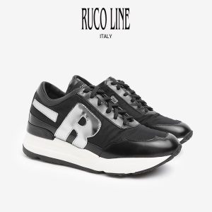 Ruco Line如卡莱男鞋2021新款厚底增高跑步鞋运动休闲鞋男潮百搭 黑色