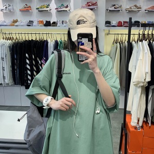 @纪凡豹 100%纯棉短袖恤男简约百搭宽松港风五分袖潮流休闲上衣服体恤ins 白色ACYNC