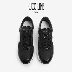 Ruco Line如卡莱男鞋2021新款厚底增高跑步鞋运动休闲鞋男潮百搭 黑色