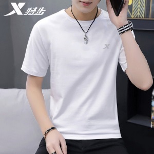 特步男装运动短袖t恤衫春夏四季新款透气潮流修身男士休闲速干套头上衣棉T户外跑步健身综训篮足球吸汗服饰