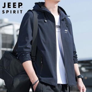 吉普（JEEP）外套男连帽2022春季韩版夹克男士潮流休闲男装宽松百搭衣服