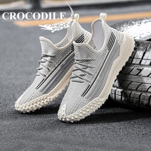 鳄鱼恤 CROCODILE 男鞋低帮系带网面透气飞织鞋舒适轻便户外休闲鞋子 A70232EYX