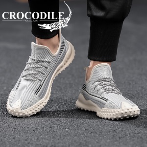 鳄鱼恤 CROCODILE 男鞋低帮系带网面透气飞织鞋舒适轻便户外休闲鞋子 A70232EYX