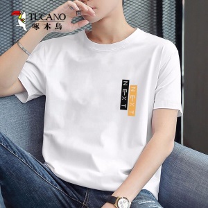 啄木鸟（TUCANO）短袖t恤男 圆领印花纯棉T恤休闲百搭打底衫衣服男装