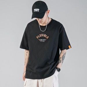 劲依狼 短袖t恤男 春夏季潮牌男装联名白T恤男女士打底衫衣服男圆领情侣装夏天韩版宽松体恤潮流五分半袖