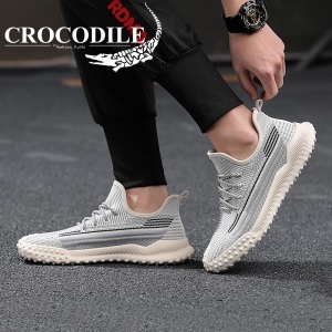 鳄鱼恤 CROCODILE 男鞋低帮系带网面透气飞织鞋舒适轻便户外休闲鞋子 A70232EYX