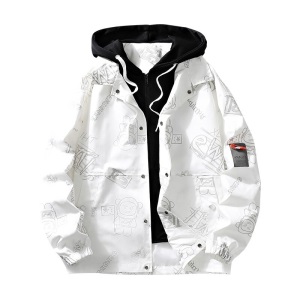 NASA旗舰店官网联名潮牌休闲外套男士春秋季潮流宽松假两件青少年连帽工装夹克衫外套男生上衣棒球服男装