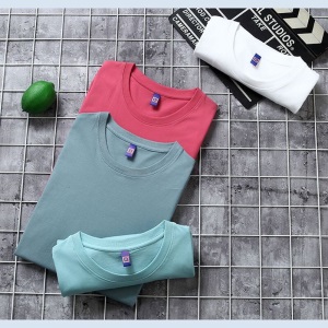 雾卡【纯棉3件】短袖t恤男纯棉半截袖衣服纯色圆领休闲宽松潮流男生胖青年大码男士新品夏季汗衫 西瓜红+卡其+黑