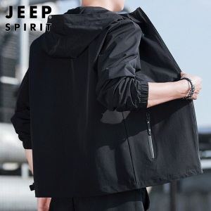 吉普（JEEP）外套男连帽2022春季韩版夹克男士潮流休闲男装宽松百搭衣服