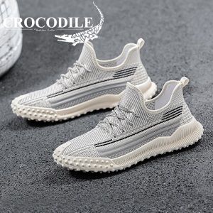 鳄鱼恤 CROCODILE 男鞋低帮系带网面透气飞织鞋舒适轻便户外休闲鞋子 A70232EYX