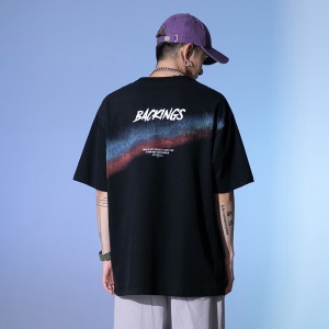 劲依狼 短袖t恤男 春夏季潮牌男装联名白T恤男女士打底衫衣服男圆领情侣装夏天韩版宽松体恤潮流五分半袖