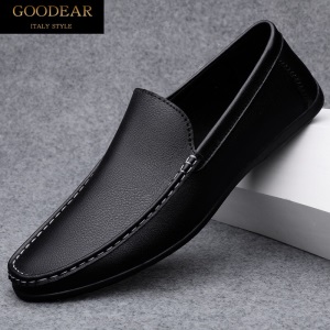 GOODEAR过迭高端品牌轻奢男鞋高档特大码男士45休闲懒人一脚蹬鞋子时尚46小皮鞋办公室商务英伦潮
